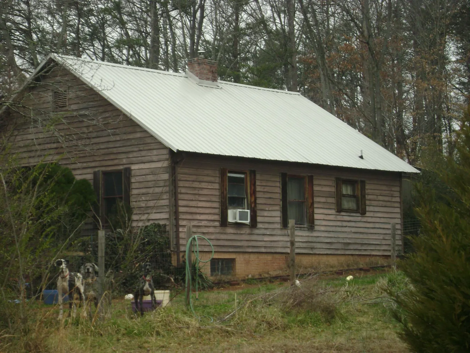 White metal roof on an old wood sided farmhouse, from a Asphalt Shingle Roof Repair job in East Earl